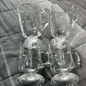 Footed Irish Coffee Pedestal Mug Princess House Crystal Heritage Set of 4